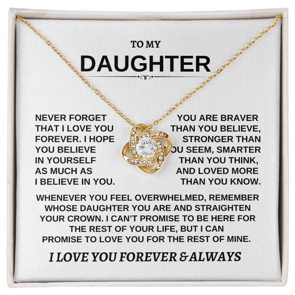 To My Daughter Love Knot Necklace