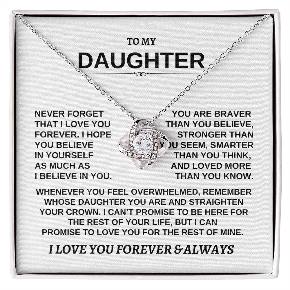 To My Daughter Love Knot Necklace