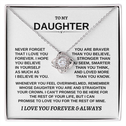 To My Daughter Love Knot Necklace