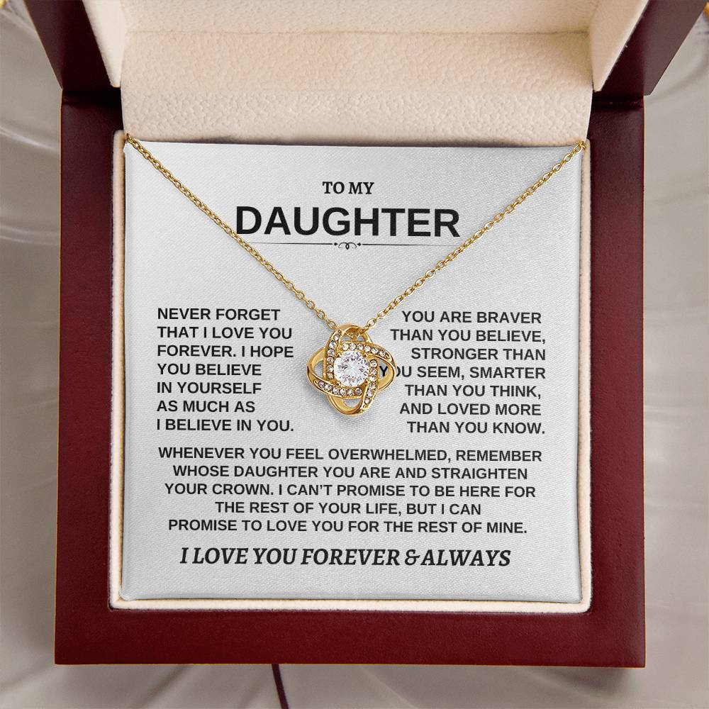 To My Daughter Love Knot Necklace